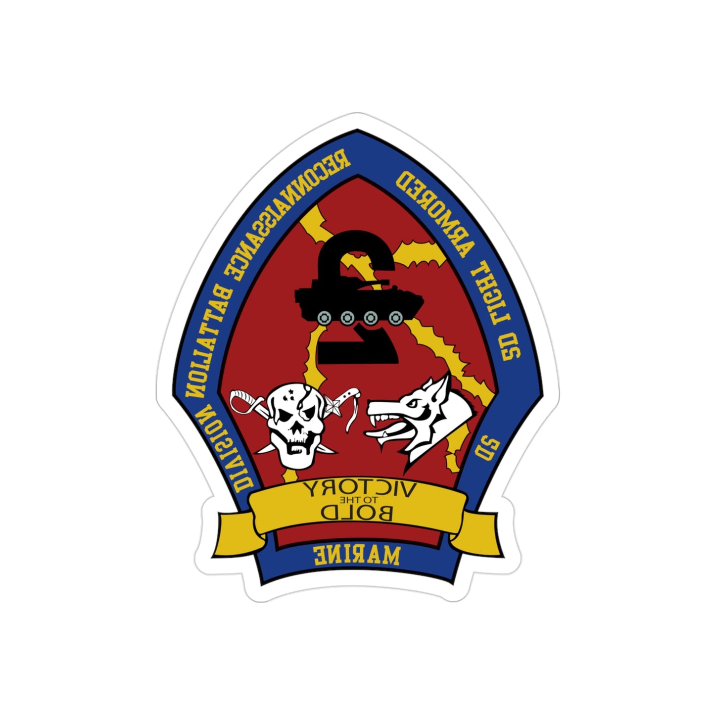 2nd Light Armored Recon Battalion 2nd Marines (USMC) REVERSE PRINT Transparent STICKER-3" × 3"-The Sticker Space