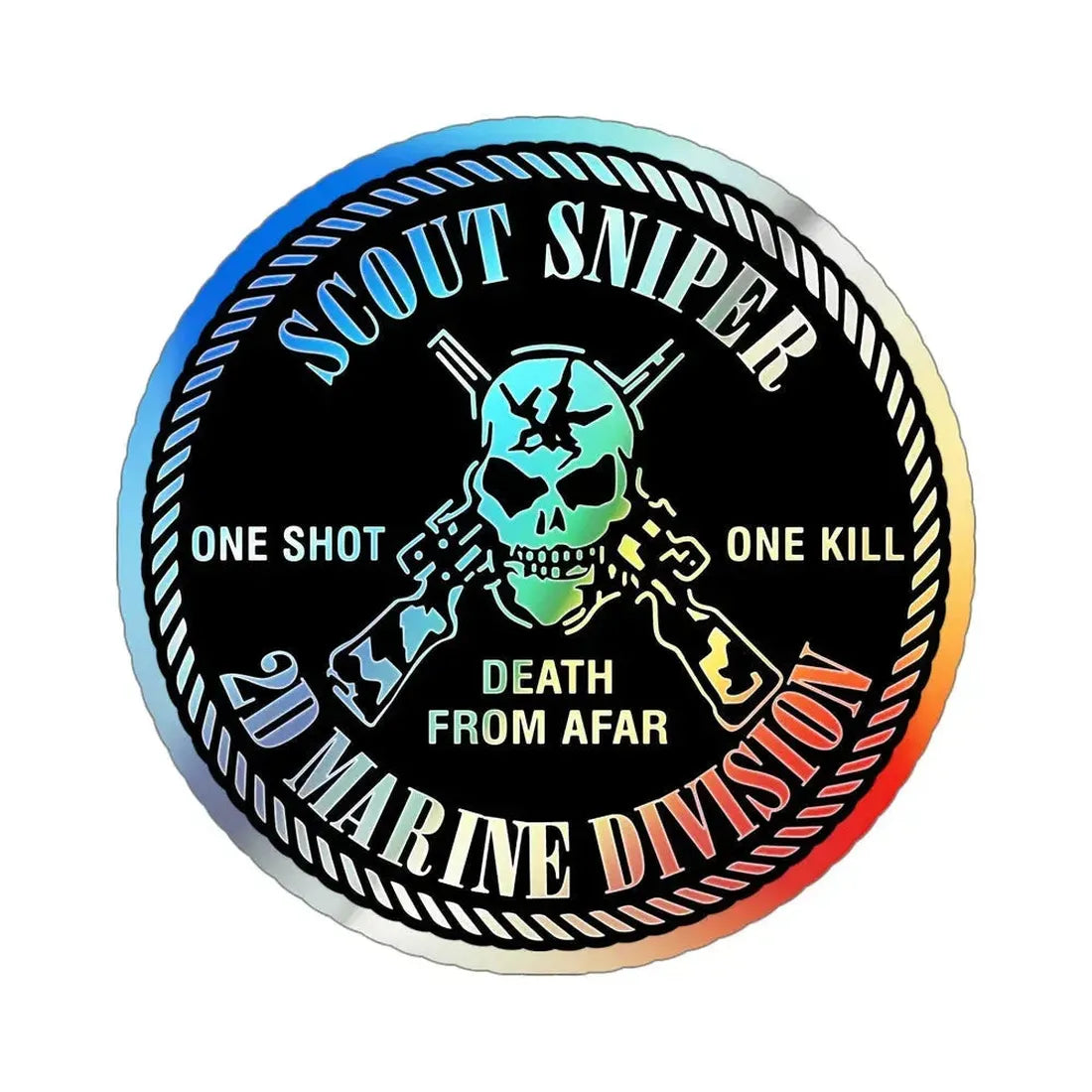 2nd Marine Division Scout Sniper (USMC) Holographic STICKER Die-Cut Vinyl Decal 5 Inch - The Sticker Space