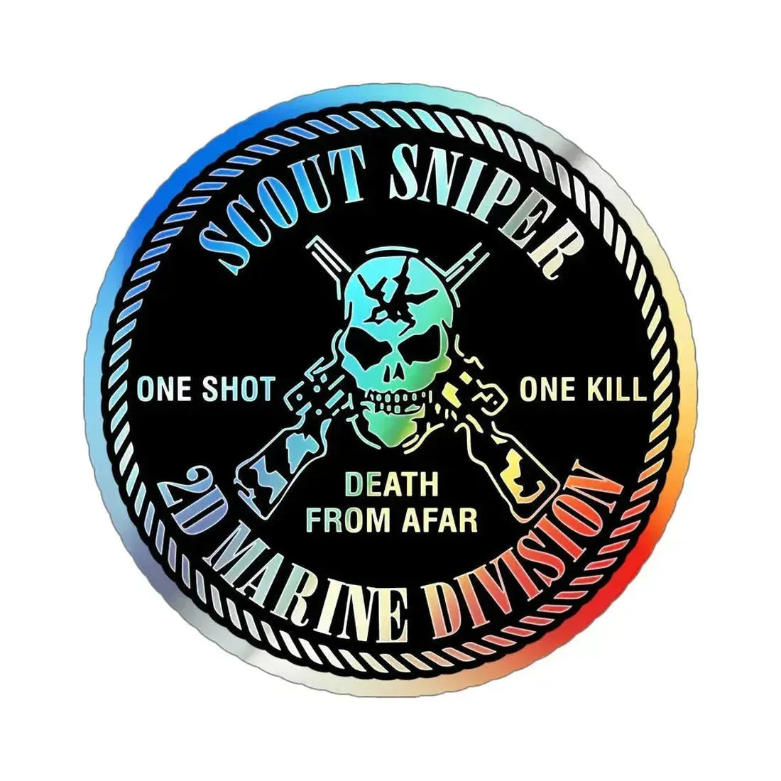 2nd Marine Division Scout Sniper (USMC) Holographic STICKER Die-Cut Vinyl Decal 6 Inch - The Sticker Space