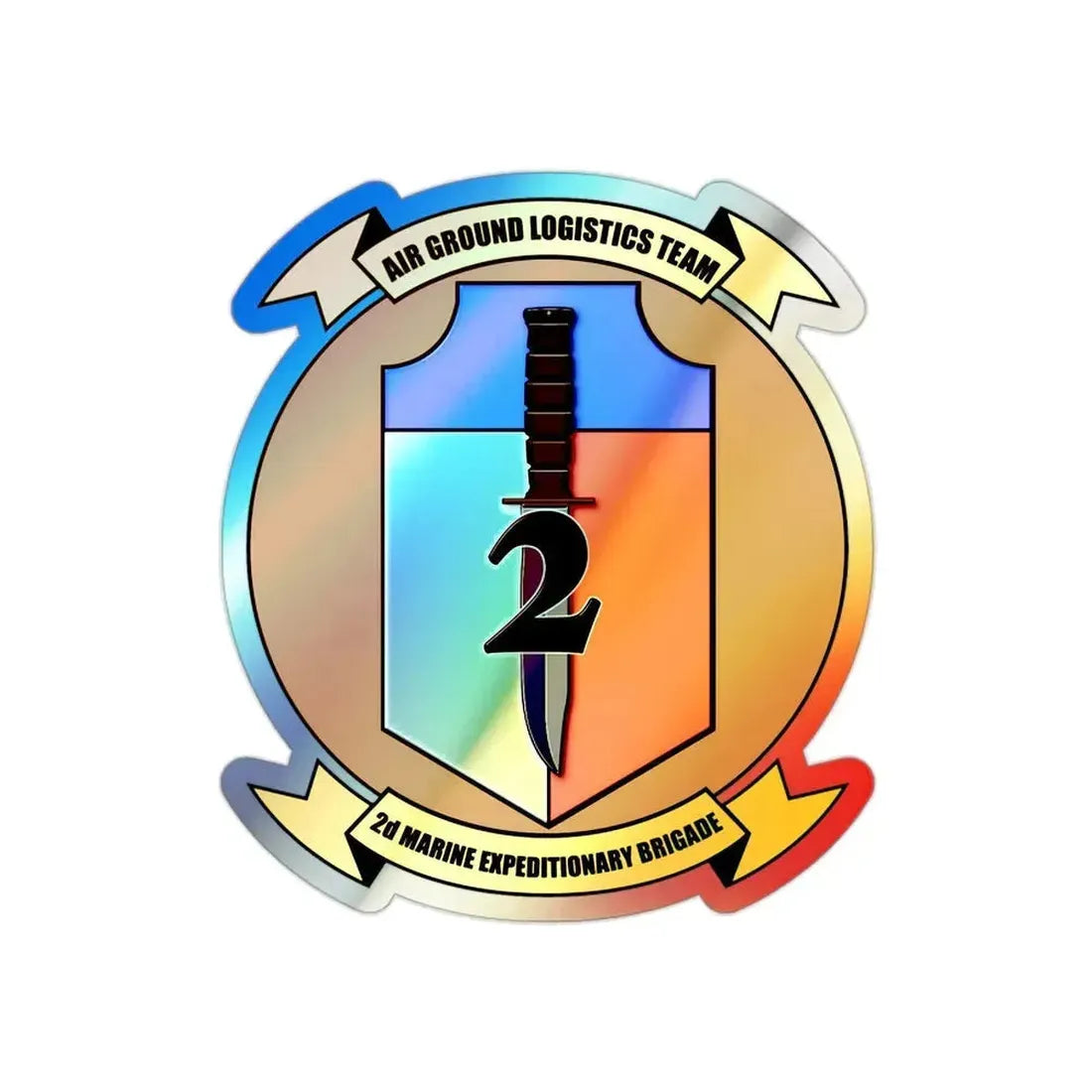 2nd Marine Expiditionary Brigade Air Ground Logistics Team (USMC) Holographic STICKER Die-Cut Vinyl Decal 2 Inch Holographic - The Sticker Space