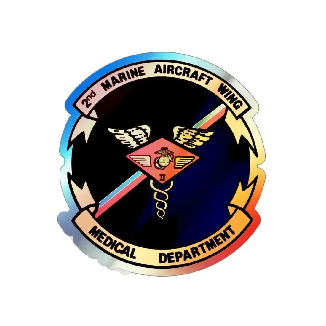 2nd MAW Medical Dept (USMC) Holographic STICKER Die-Cut Vinyl Decal 4 Inch Holographic - The Sticker Space