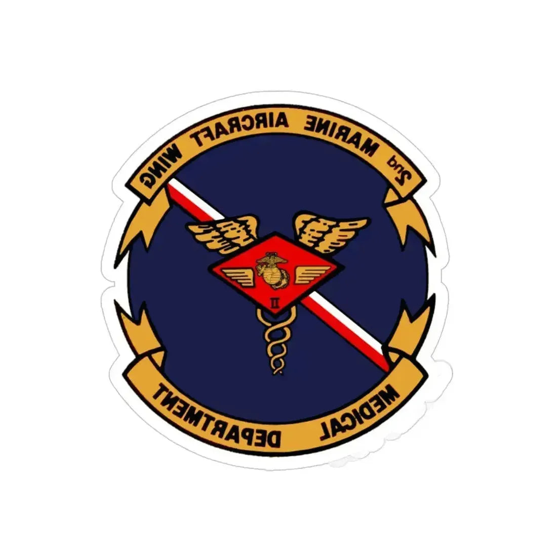 2nd MAW Medical Dept (USMC) REVERSE PRINT Transparent Die-Cut STICKER 5 Inch Die-Cut Transparent - The Sticker Space