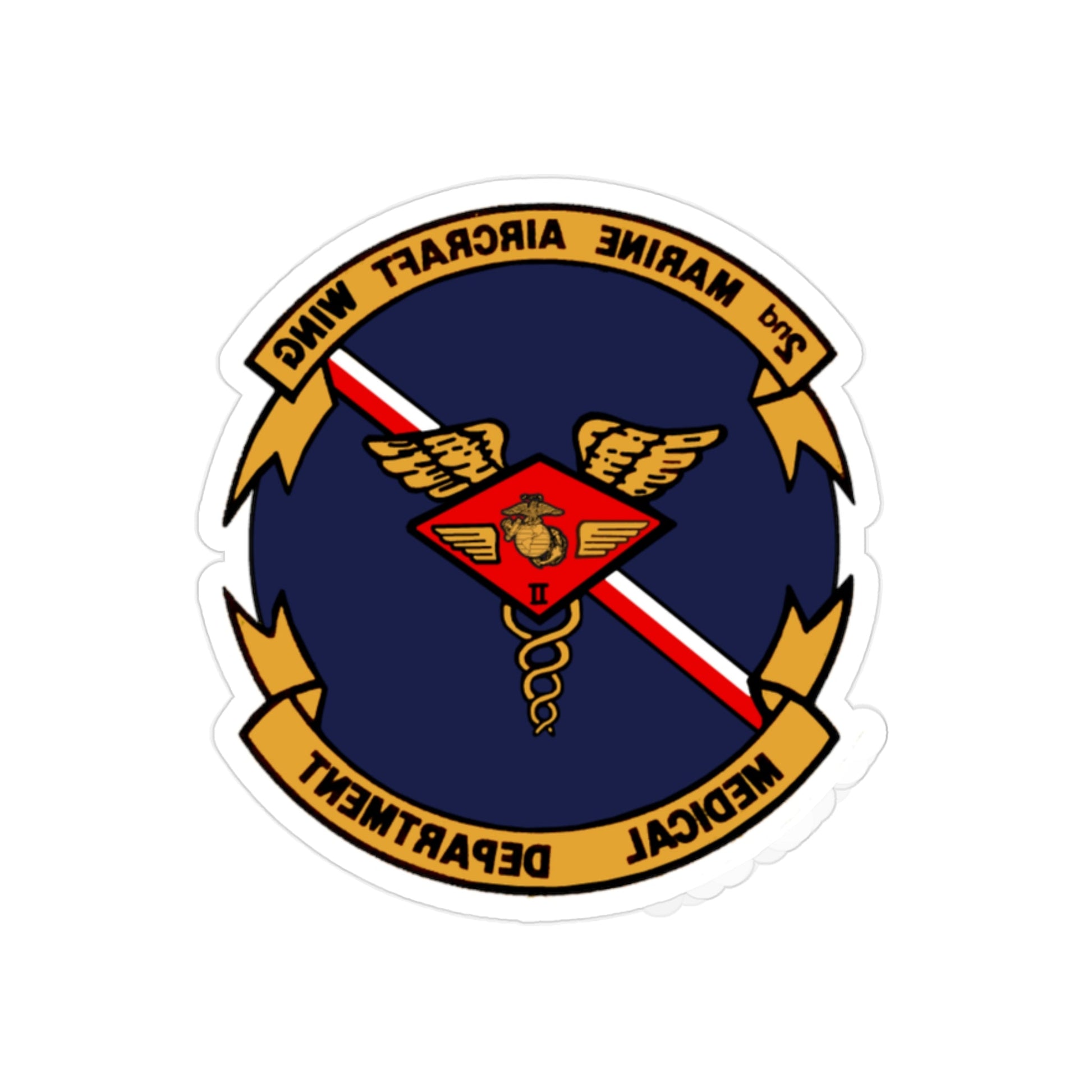 2nd MAW Medical Dept (USMC) REVERSE PRINT Transparent STICKER-2" × 2"-The Sticker Space