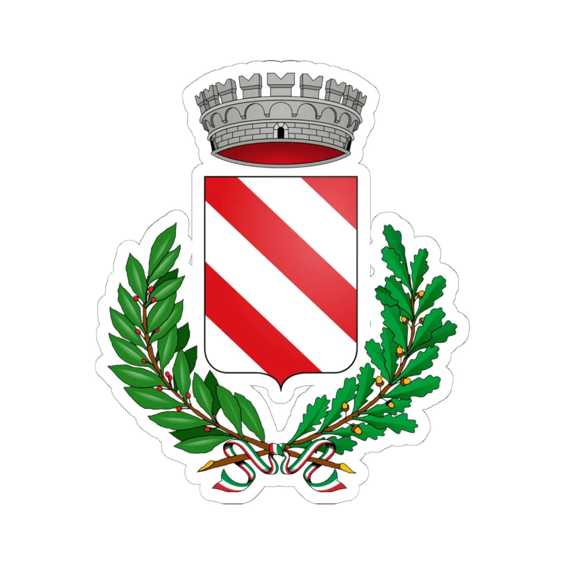 3 bend gules-CoA-Italy (Italy) (Coat of Arms) STICKER Vinyl Kiss-Cut Decal 6 Inch White - The Sticker Space