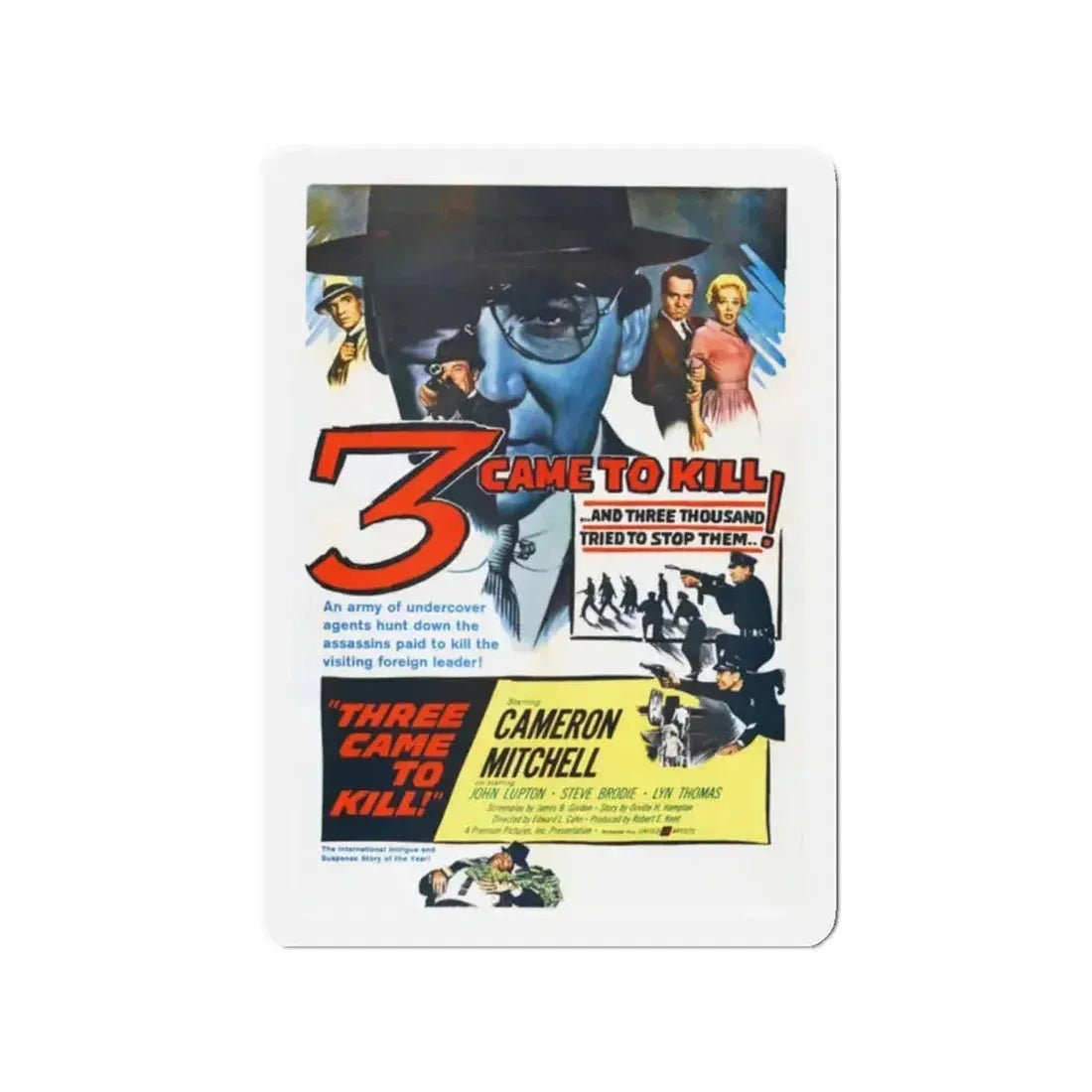3 CAME TO KILL 1960 Movie Poster - Refrigerator Magnet 2 Inch - The Sticker Space