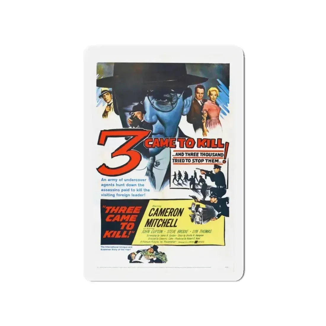 3 CAME TO KILL 1960 Movie Poster - Refrigerator Magnet 4 Inch - The Sticker Space