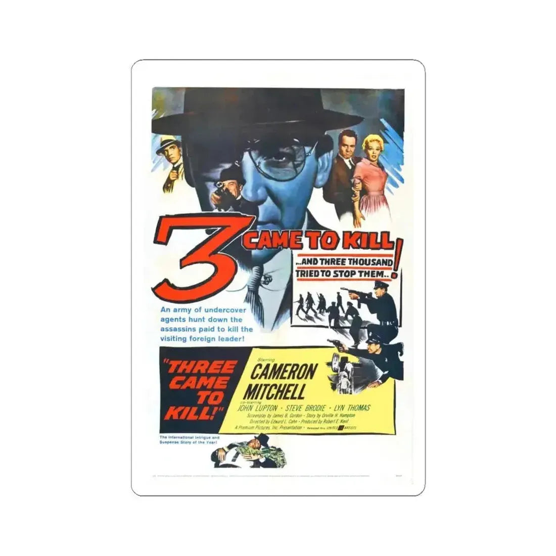 3 CAME TO KILL 1960 Movie Poster - STICKER Vinyl Kiss-Cut Decal 4 Inch White - The Sticker Space
