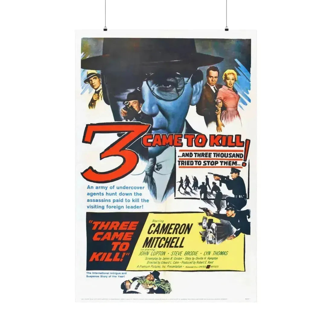 3 CAME TO KILL 1960 - Paper Movie Poster 36" x 54" Matte - The Sticker Space