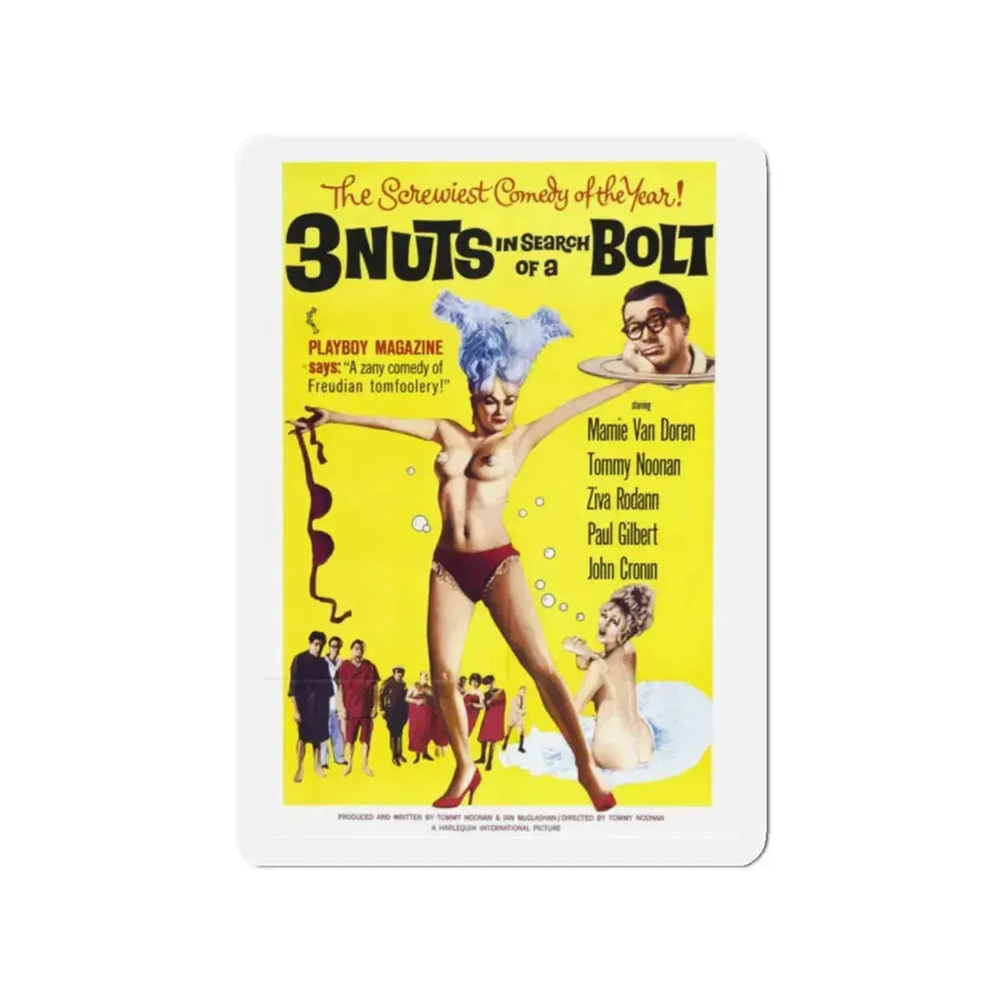 3 NUTS IN SEARCH OF A BOLT 1964 Movie Poster - Refrigerator Magnet - The Sticker Space