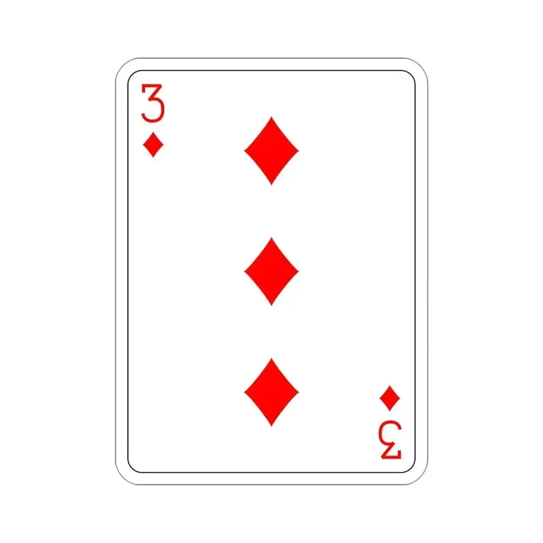 3 of Diamonds Playing Card STICKER Vinyl Die-Cut Decal 4 Inch - The Sticker Space