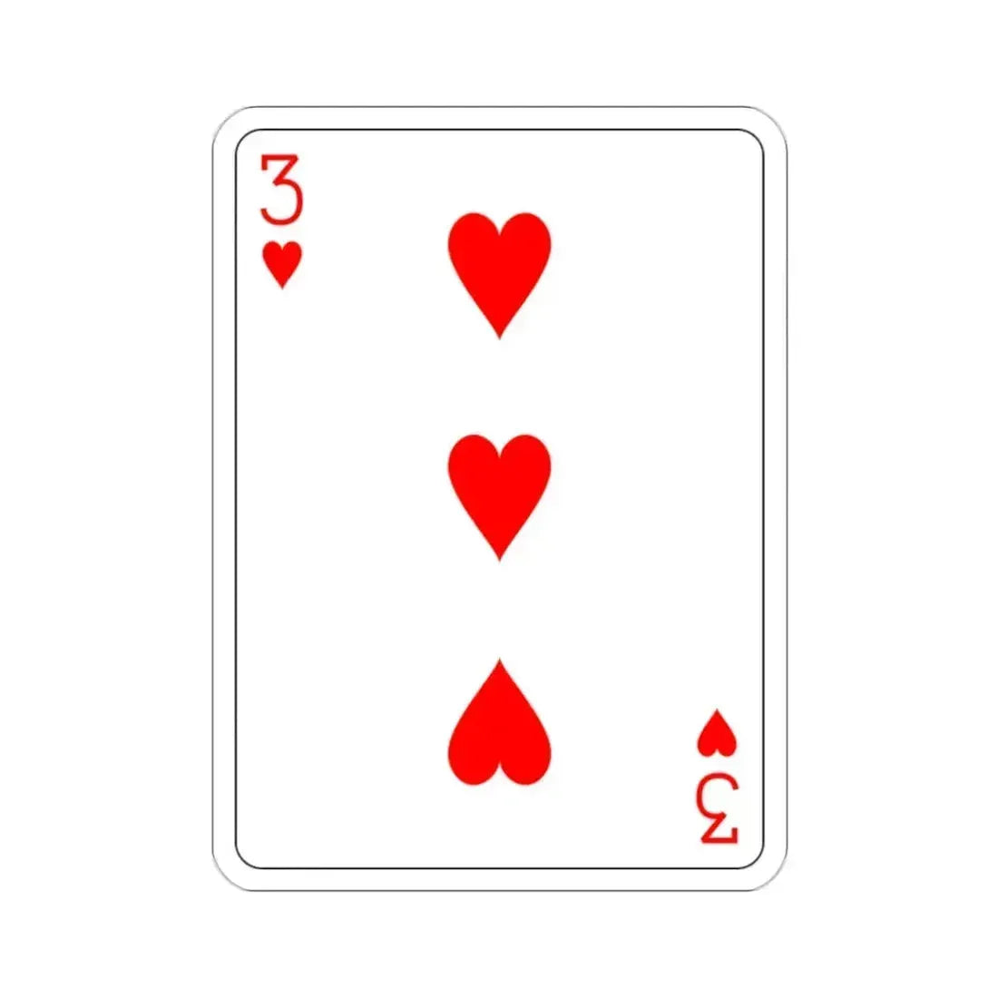 3 of Hearts Playing Card STICKER Vinyl Die-Cut Decal 2 Inch - The Sticker Space