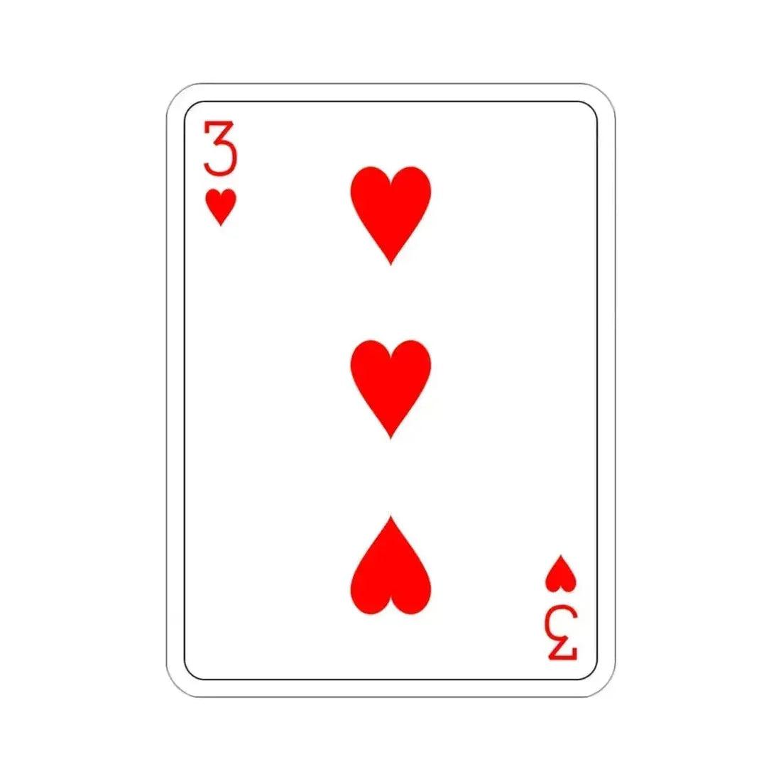 3 of Hearts Playing Card STICKER Vinyl Die-Cut Decal 3 Inch - The Sticker Space
