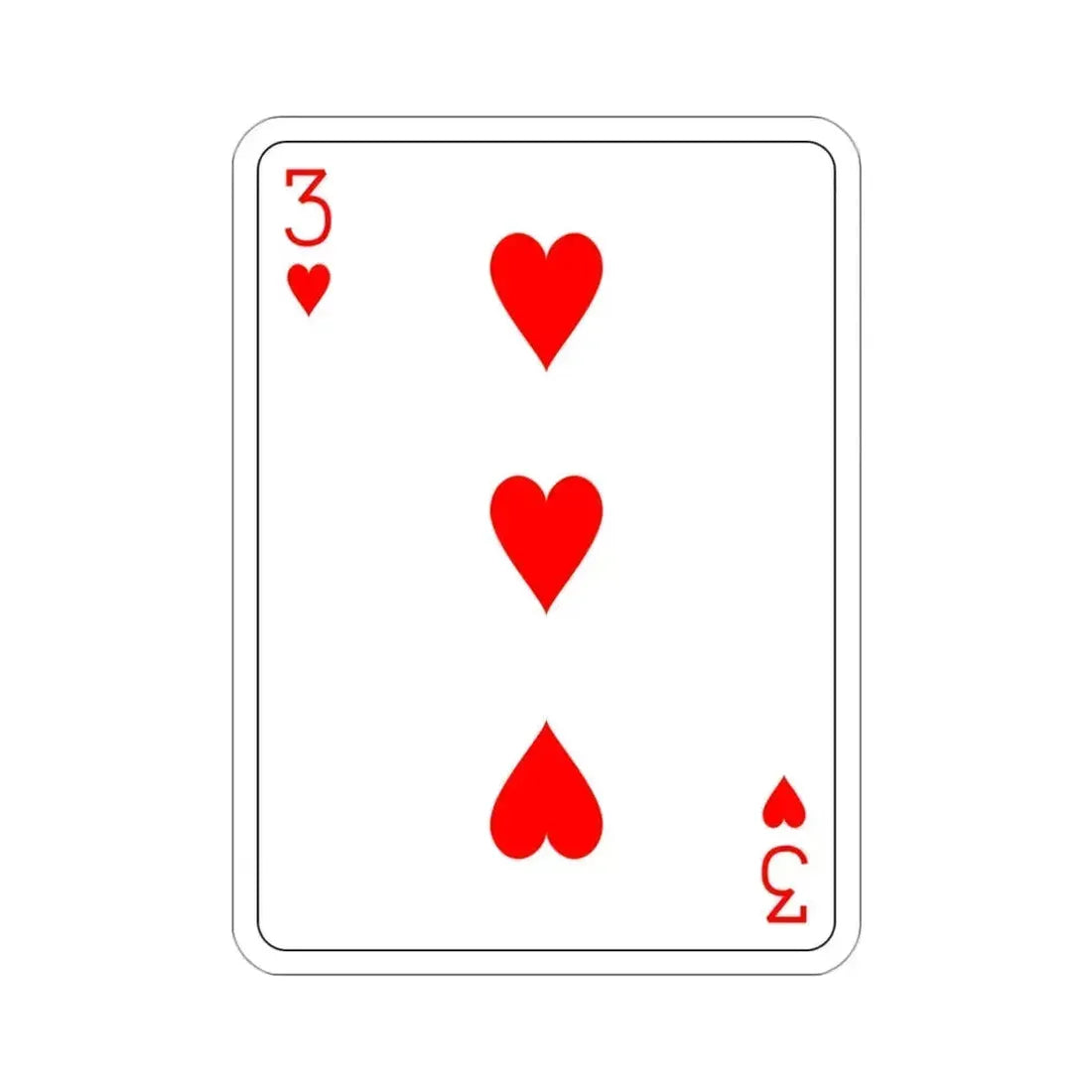 3 of Hearts Playing Card STICKER Vinyl Die-Cut Decal 3 Inch - The Sticker Space