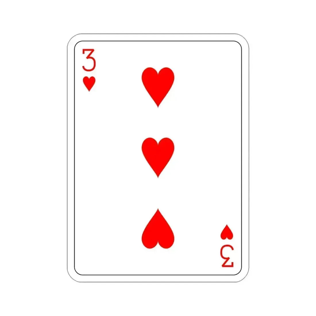 3 of Hearts Playing Card STICKER Vinyl Die-Cut Decal 4 Inch - The Sticker Space