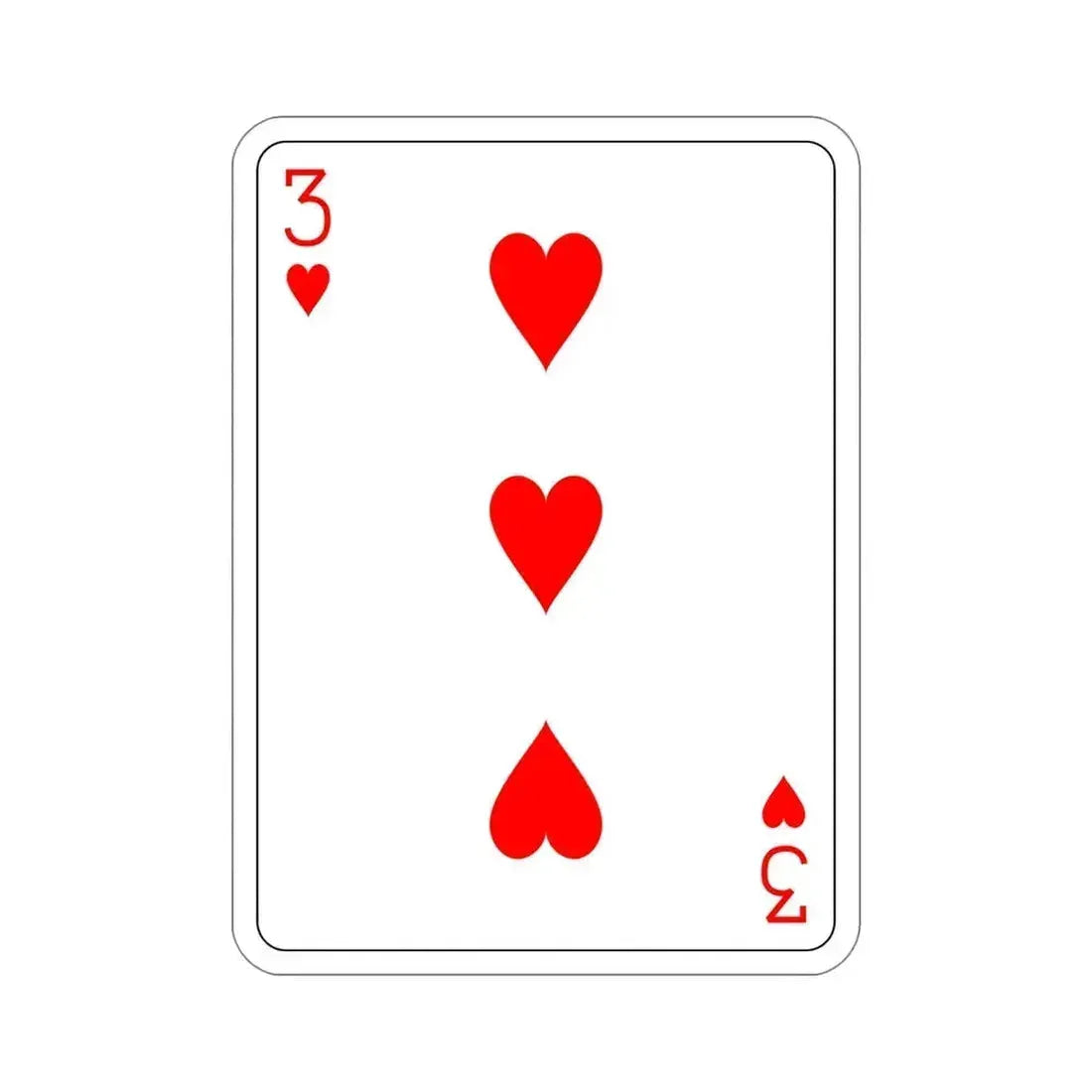 3 of Hearts Playing Card STICKER Vinyl Die-Cut Decal 5 Inch - The Sticker Space