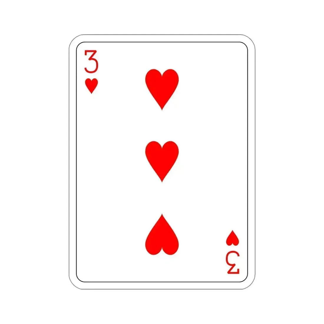 3 of Hearts Playing Card STICKER Vinyl Die-Cut Decal 6 Inch - The Sticker Space