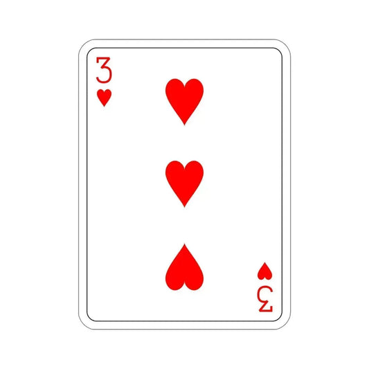 3 of Hearts Playing Card STICKER Vinyl Die-Cut Decal 6 Inch - The Sticker Space