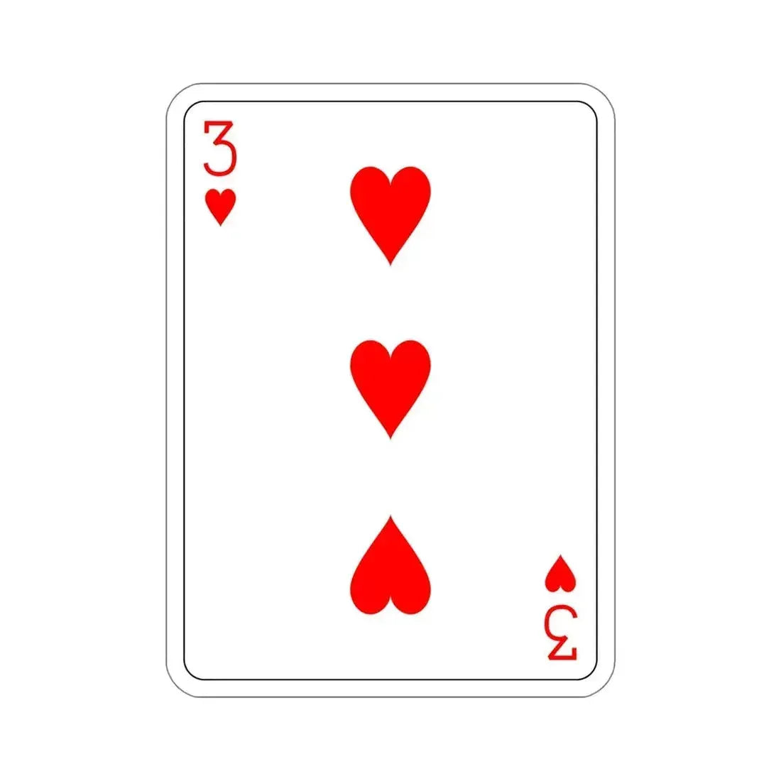 3 of Hearts Playing Card STICKER Vinyl Die-Cut Decal - The Sticker Space