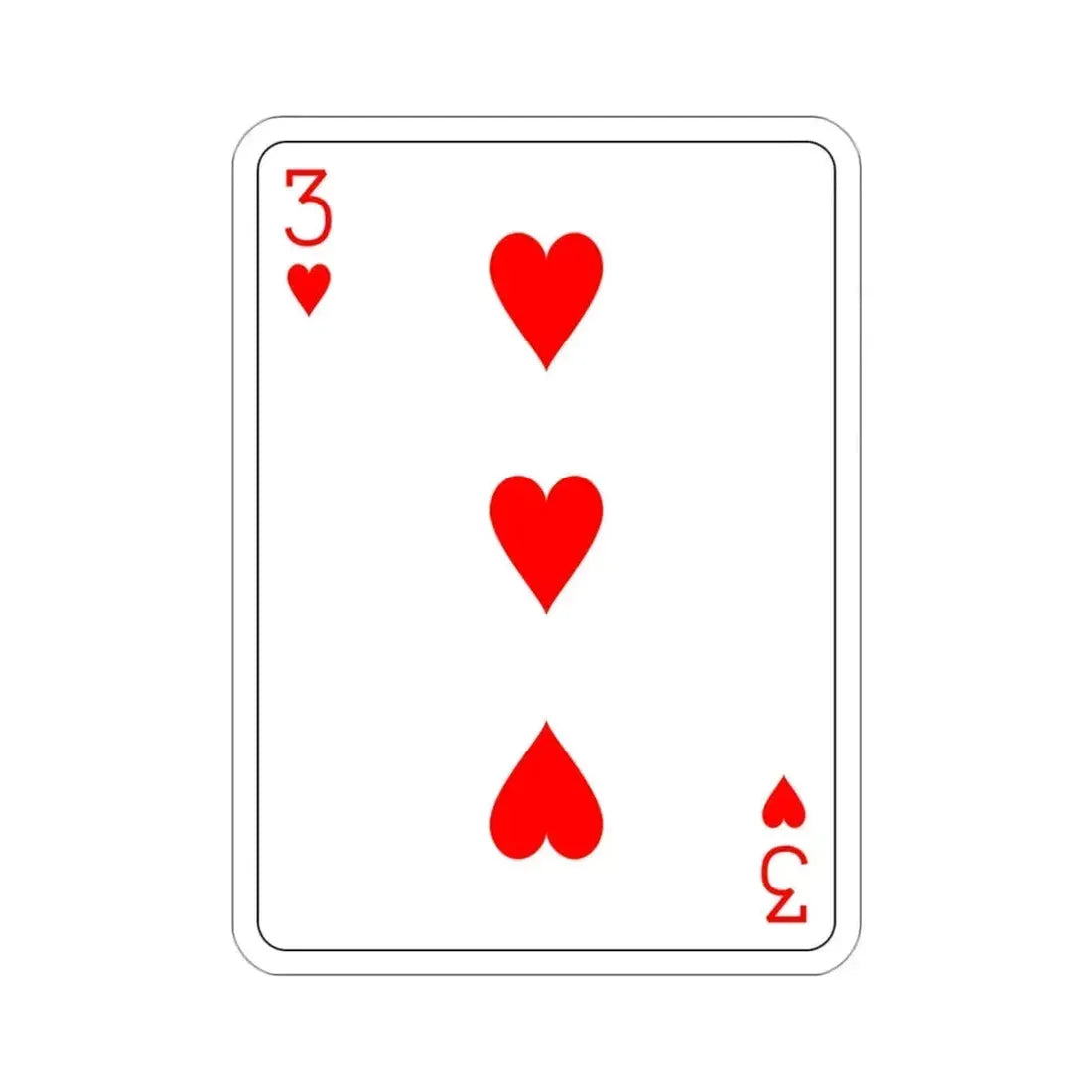 3 of Hearts Playing Card STICKER Vinyl Die-Cut Decal - The Sticker Space
