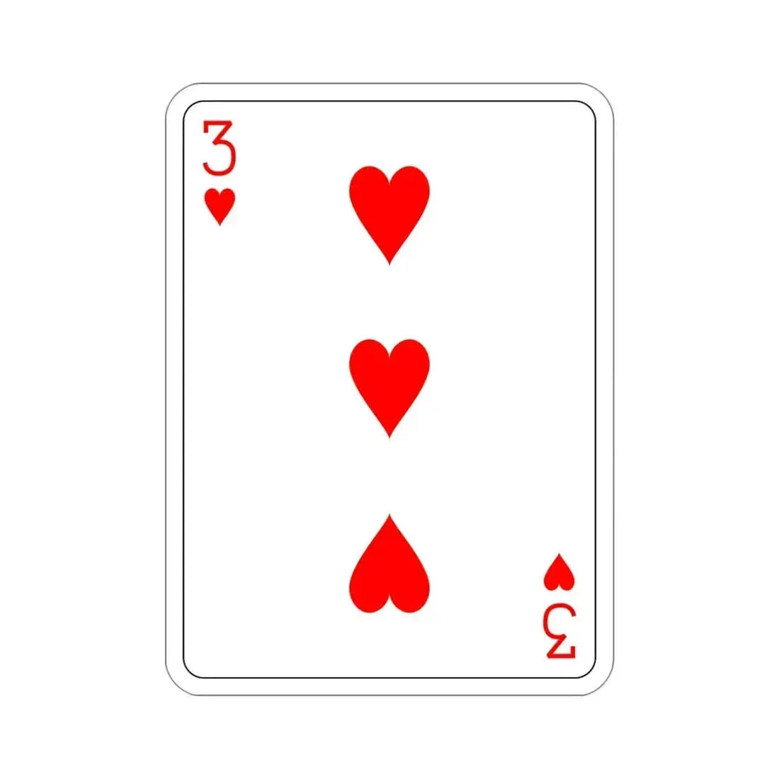 3 of Hearts Playing Card STICKER Vinyl Die-Cut Decal - The Sticker Space