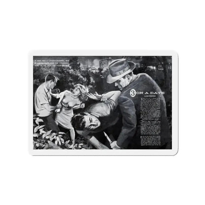3 On A Date, Jaguar magazine No. 01, 1961 (Magazine Illustration) Refrigerator Magnet 2 Inch - The Sticker Space