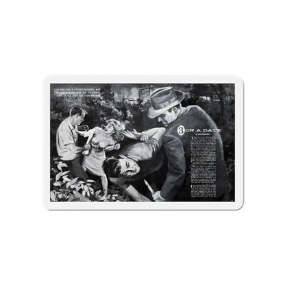 3 On A Date, Jaguar magazine No. 01, 1961 (Magazine Illustration) Refrigerator Magnet 5 Inch - The Sticker Space