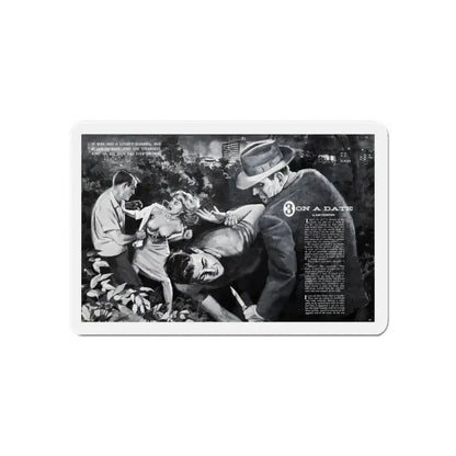 3 On A Date, Jaguar magazine No. 01, 1961 (Magazine Illustration) Refrigerator Magnet 6 Inch - The Sticker Space