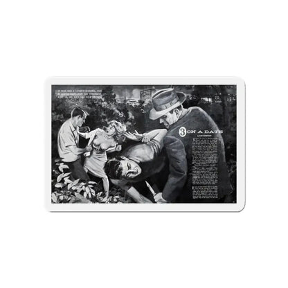 3 On A Date, Jaguar magazine No. 01, 1961 (Magazine Illustration) Refrigerator Magnet - The Sticker Space