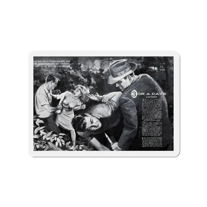 3 On A Date, Jaguar magazine No. 01, 1961 (Magazine Illustration) Refrigerator Magnet - The Sticker Space
