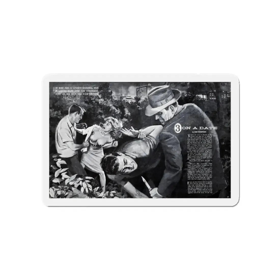 3 On A Date, Jaguar magazine No. 01, 1961 (Magazine Illustration) Refrigerator Magnet - The Sticker Space