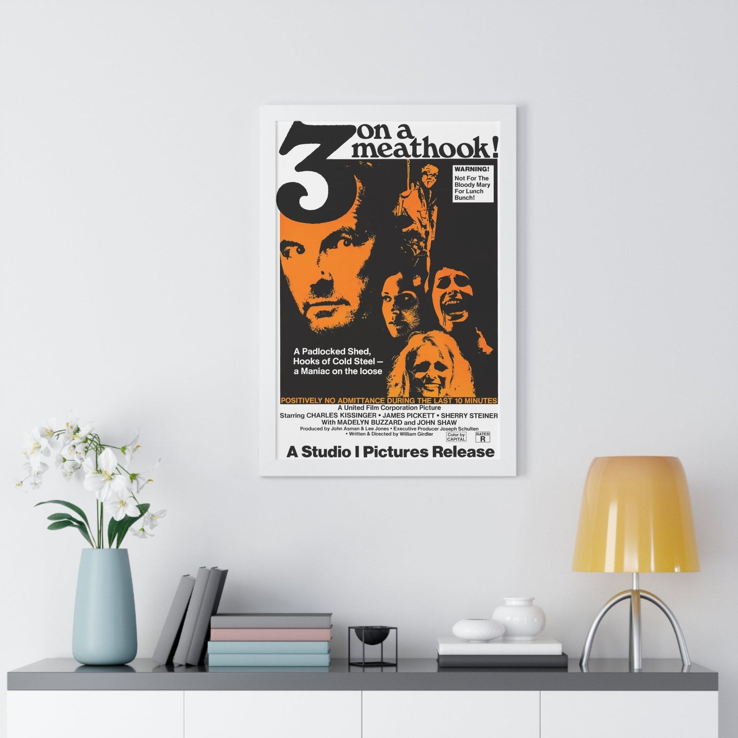 3 ON A MEATHOOK! 1972 - Framed Movie Poster-The Sticker Space