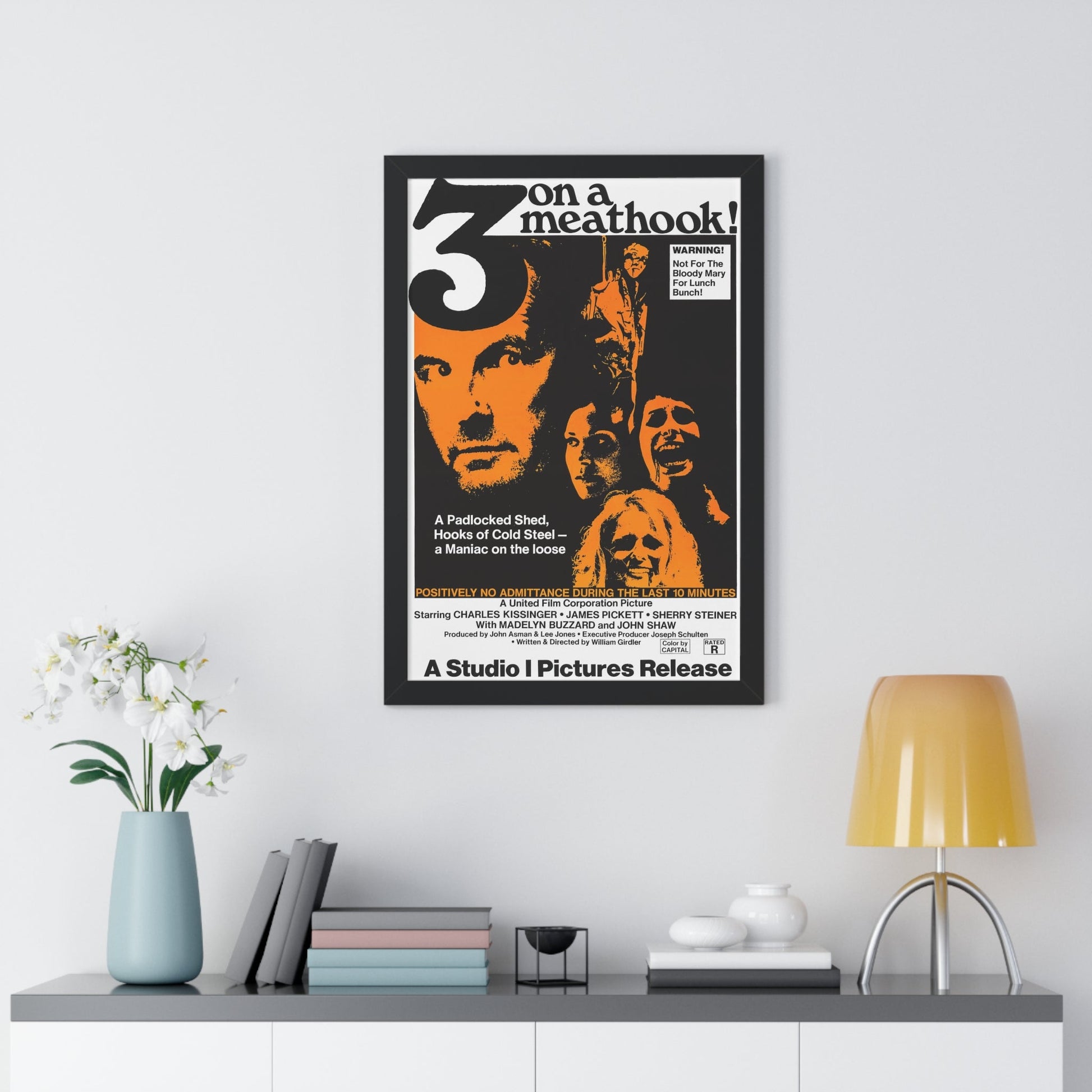 3 ON A MEATHOOK! 1972 - Framed Movie Poster-The Sticker Space