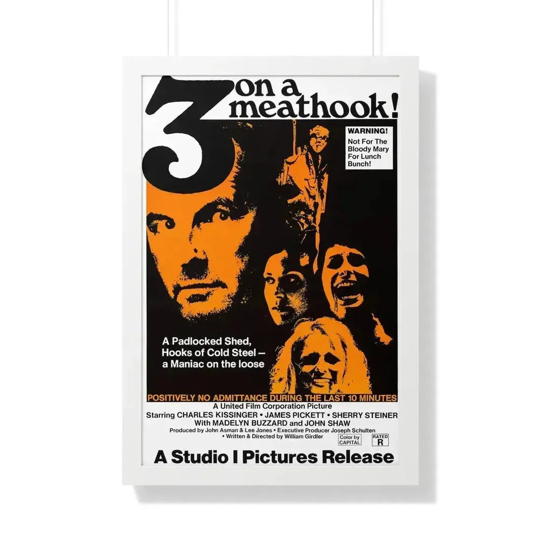 3 ON A MEATHOOK! 1972 - Framed Movie Poster - The Sticker Space