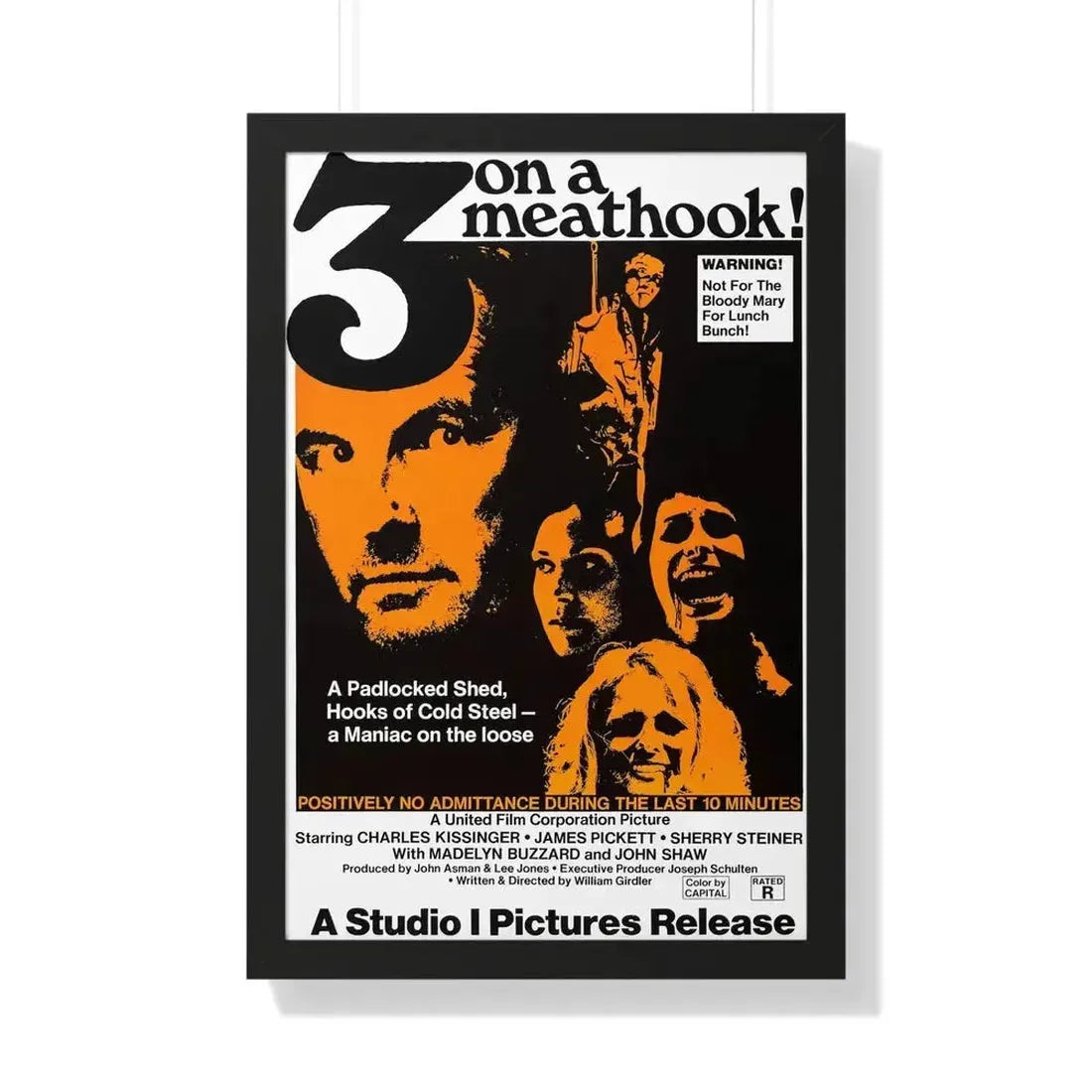 3 ON A MEATHOOK! 1972 - Framed Movie Poster - The Sticker Space