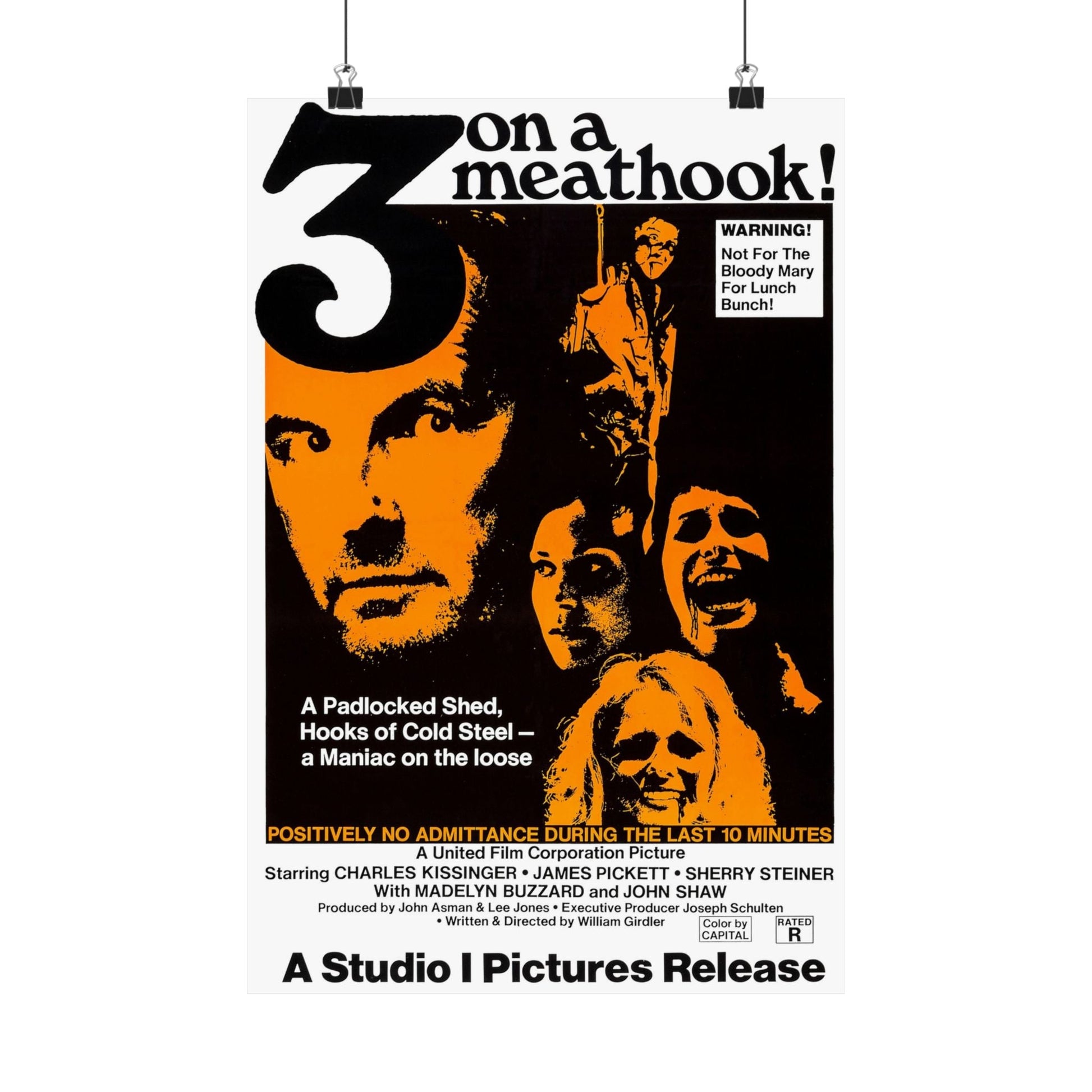 3 ON A MEATHOOK! 1972 - Paper Movie Poster-12″ x 18″-The Sticker Space