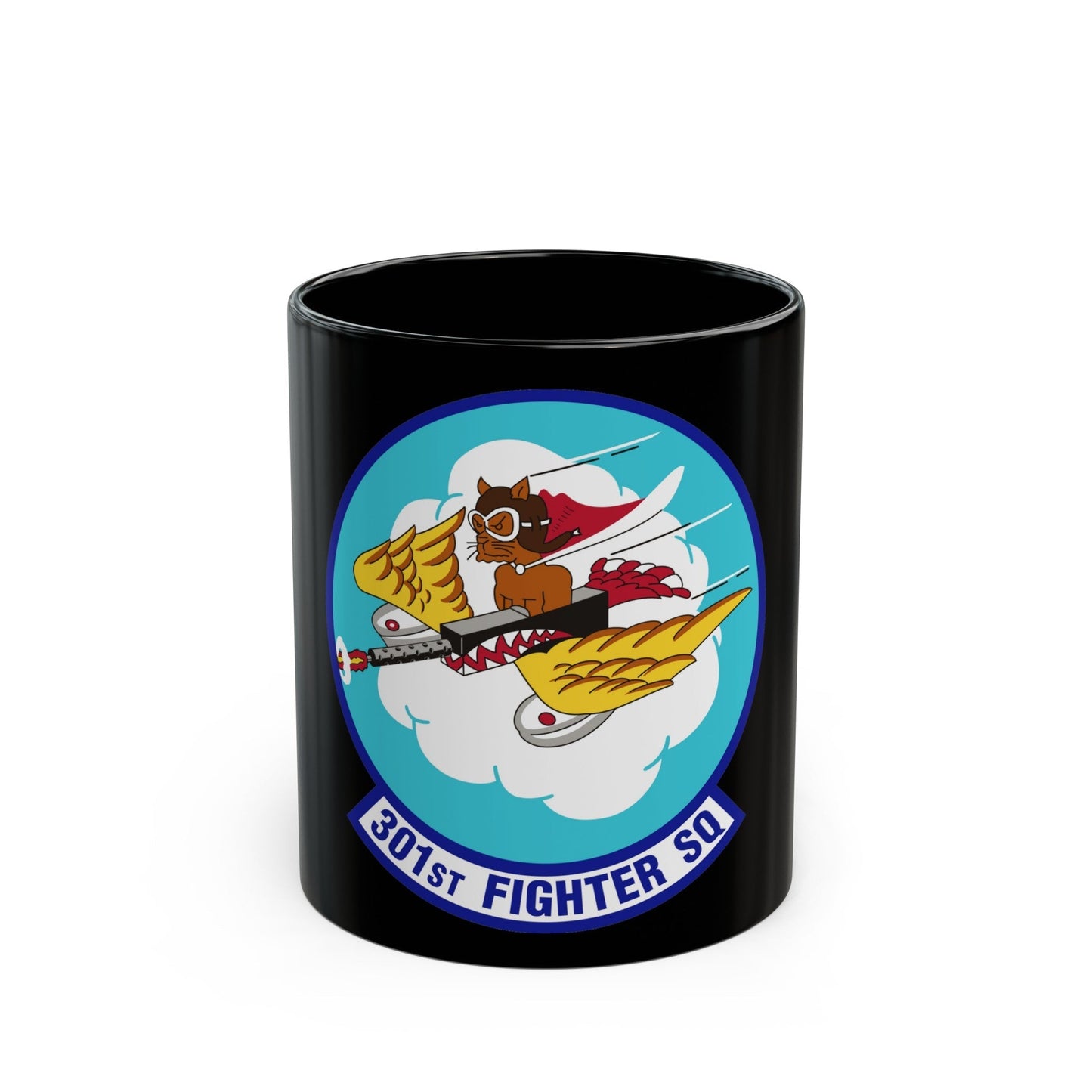 301st Fighter Squadron AETC Emblem (U.S. Air Force) Black Coffee Mug-11oz-The Sticker Space