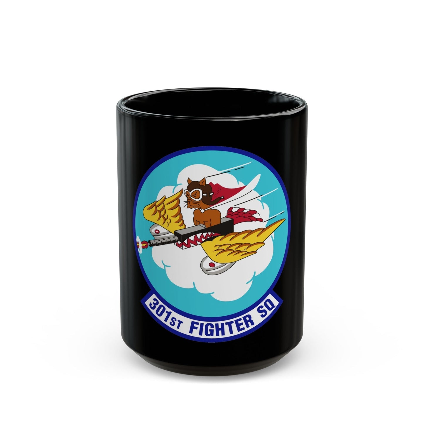 301st Fighter Squadron AETC Emblem (U.S. Air Force) Black Coffee Mug-15oz-The Sticker Space