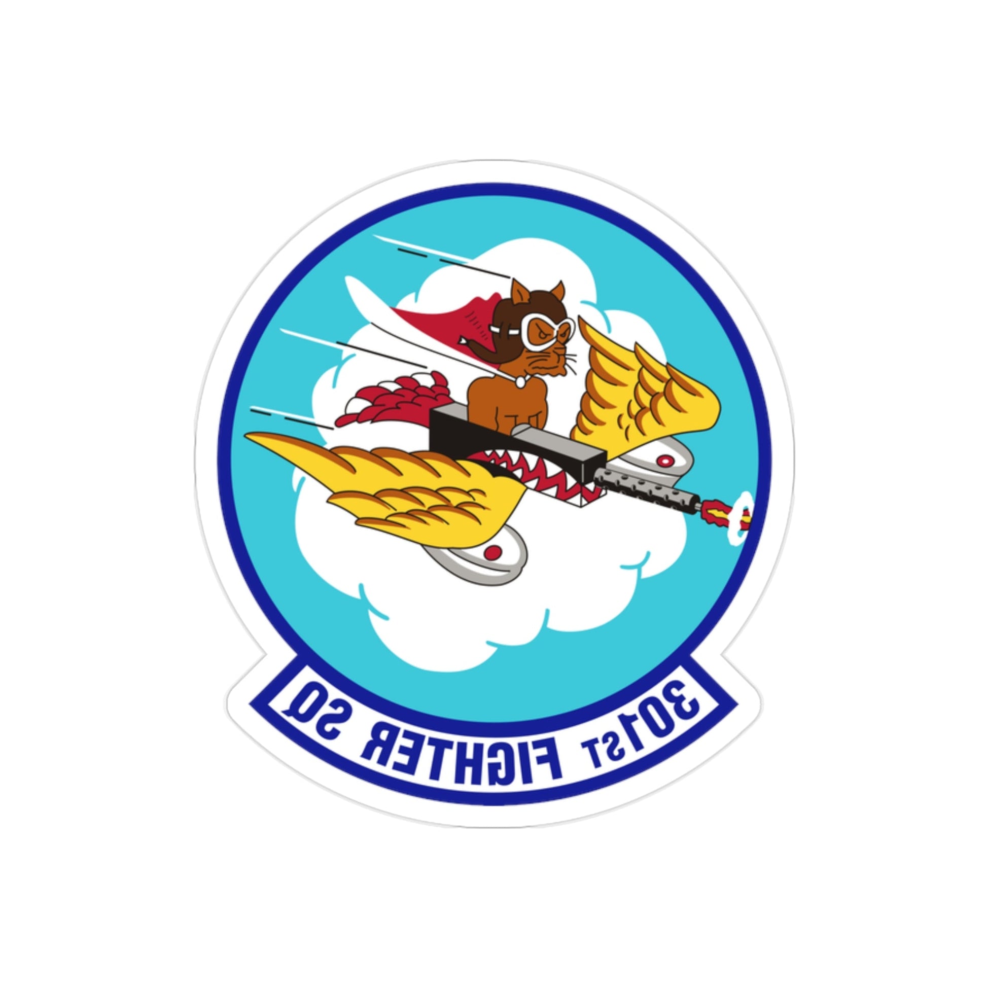 301st Fighter Squadron AETC Emblem (U.S. Air Force) REVERSE PRINT Transparent STICKER-2" × 2"-The Sticker Space