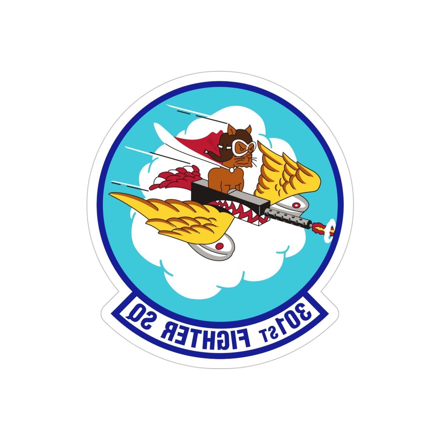 301st Fighter Squadron AETC Emblem (U.S. Air Force) REVERSE PRINT Transparent STICKER-5" × 5"-The Sticker Space