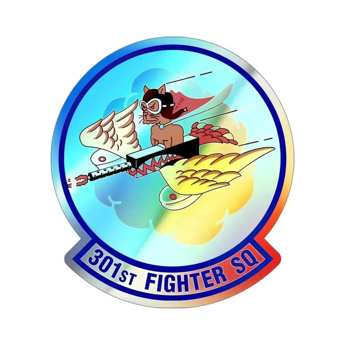 301st Fighter Squadron AETC (U.S. Air Force) Holographic STICKER Die-Cut Vinyl Decal 4 Inch Holographic - The Sticker Space
