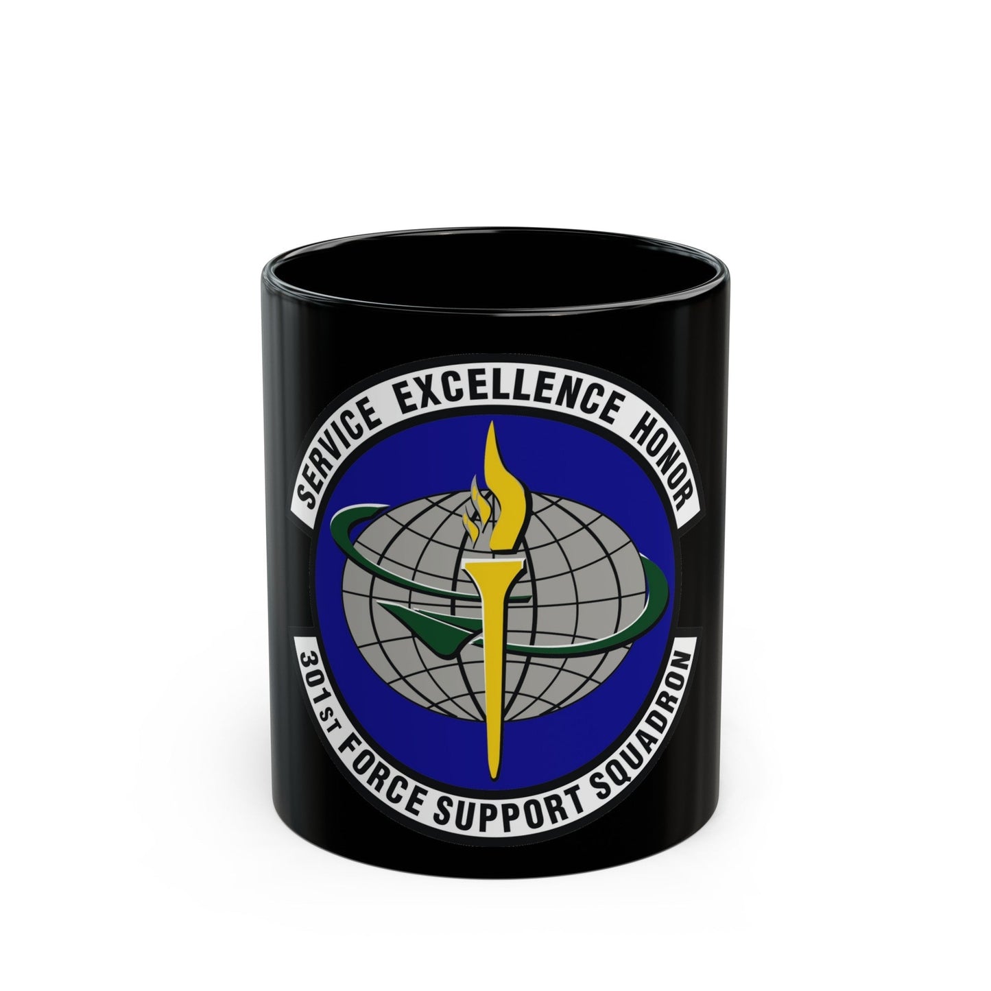 301st Force Support Squadron (U.S. Air Force) Black Coffee Mug-11oz-The Sticker Space