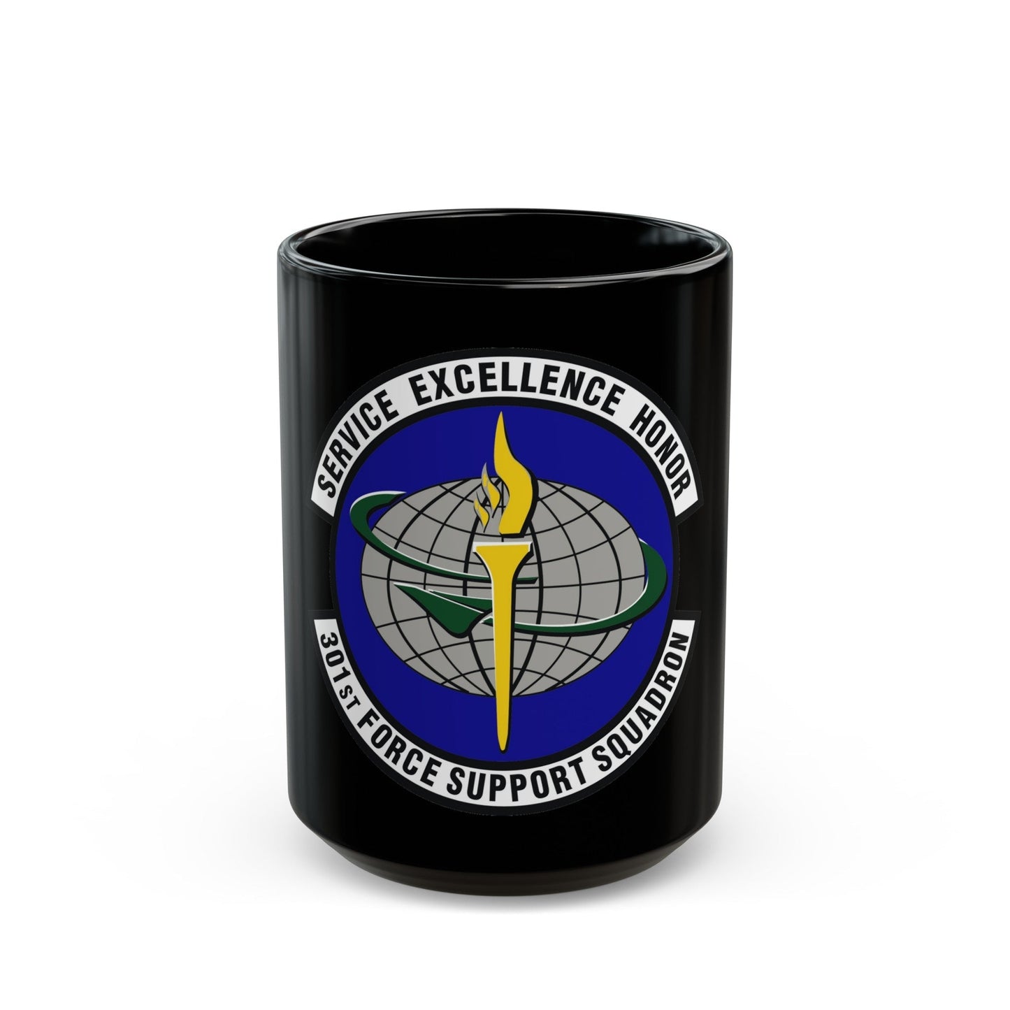 301st Force Support Squadron (U.S. Air Force) Black Coffee Mug-15oz-The Sticker Space