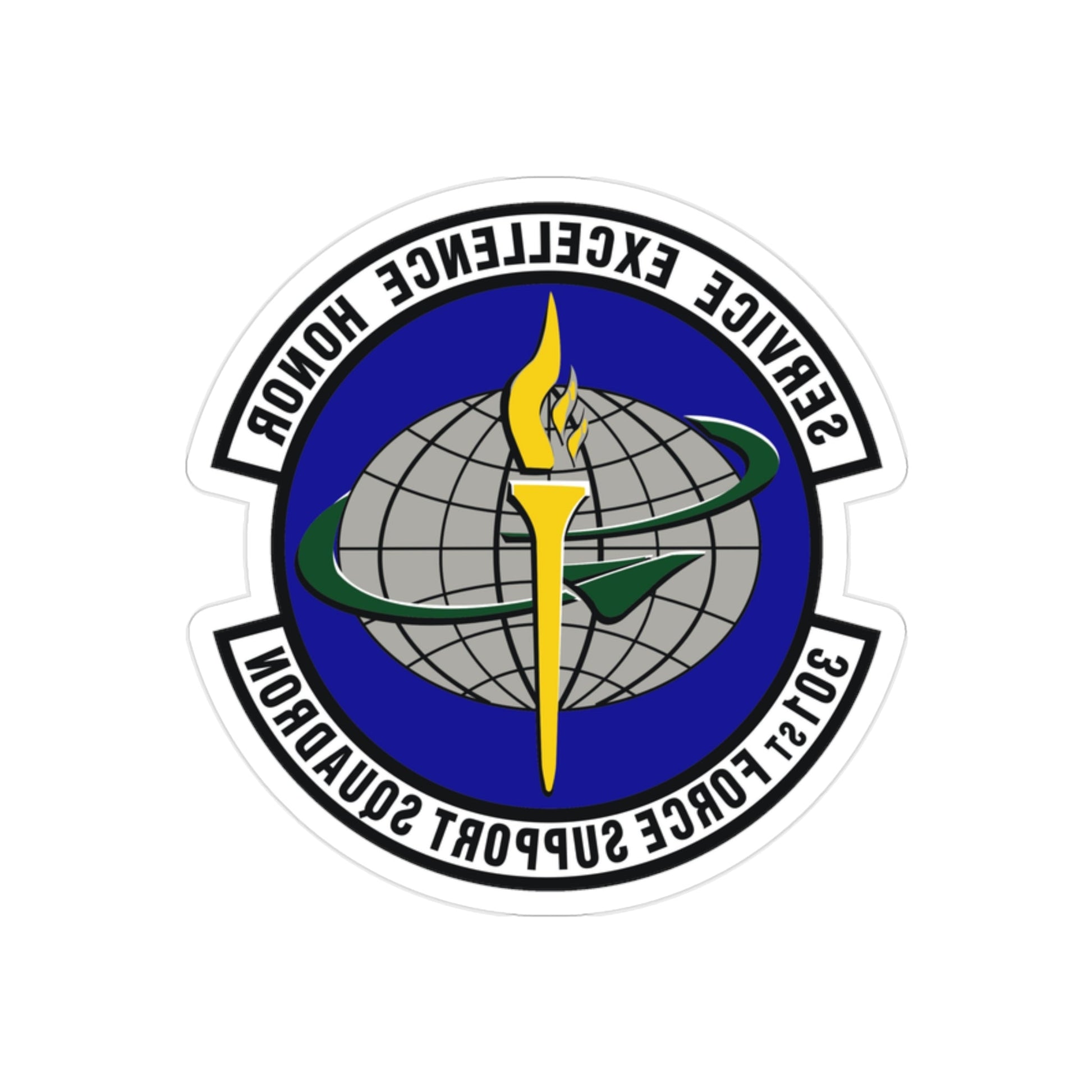 301st Force Support Squadron (U.S. Air Force) REVERSE PRINT Transparent STICKER-2" × 2"-The Sticker Space