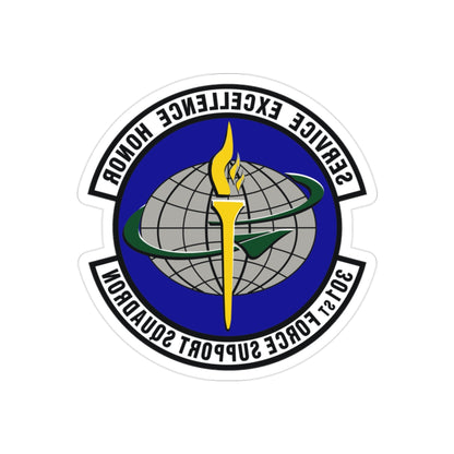 301st Force Support Squadron (U.S. Air Force) REVERSE PRINT Transparent STICKER-2" × 2"-The Sticker Space