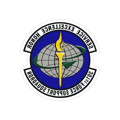 301st Force Support Squadron (U.S. Air Force) REVERSE PRINT Transparent STICKER-3" × 3"-The Sticker Space