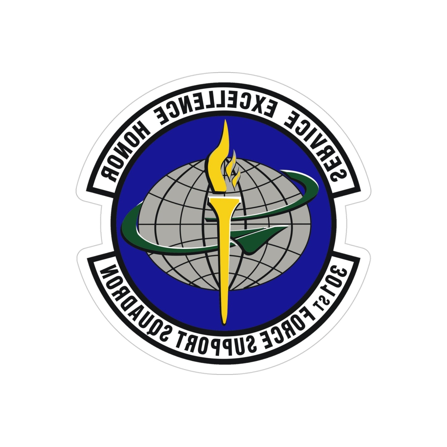 301st Force Support Squadron (U.S. Air Force) REVERSE PRINT Transparent STICKER-4" × 4"-The Sticker Space