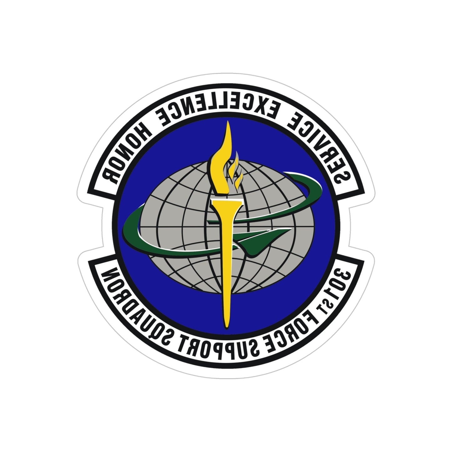 301st Force Support Squadron (U.S. Air Force) REVERSE PRINT Transparent STICKER-5" × 5"-The Sticker Space