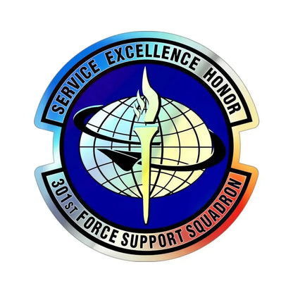301st Force Support Squadron (U.S. Air Force) Holographic STICKER Die-Cut Vinyl Decal 3 Inch Holographic - The Sticker Space