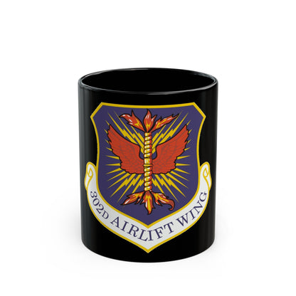 302d Airlift Wing (U.S. Air Force) Black Coffee Mug-11oz-The Sticker Space