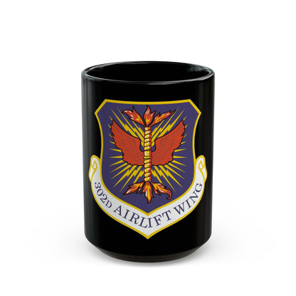 302d Airlift Wing (U.S. Air Force) Black Coffee Mug-15oz-The Sticker Space